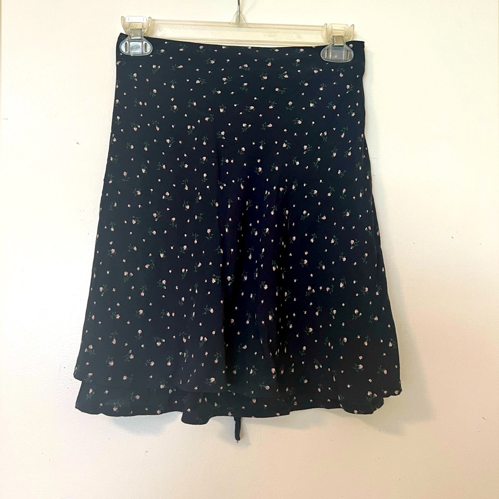 Brandy Melville navy floral wrap skirt